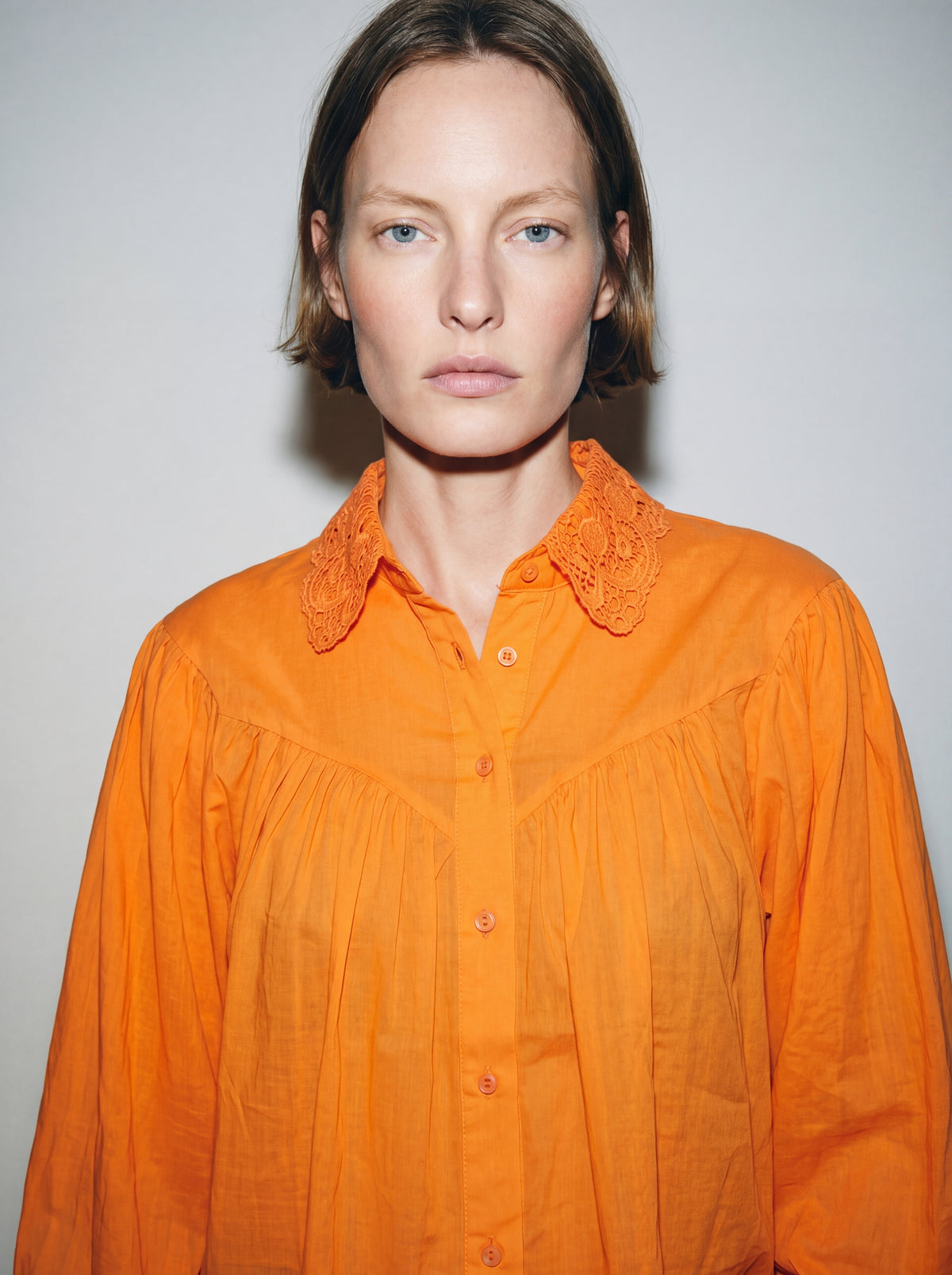 MARGARET DANTEL DETAYLI GOMLEK ORANGE