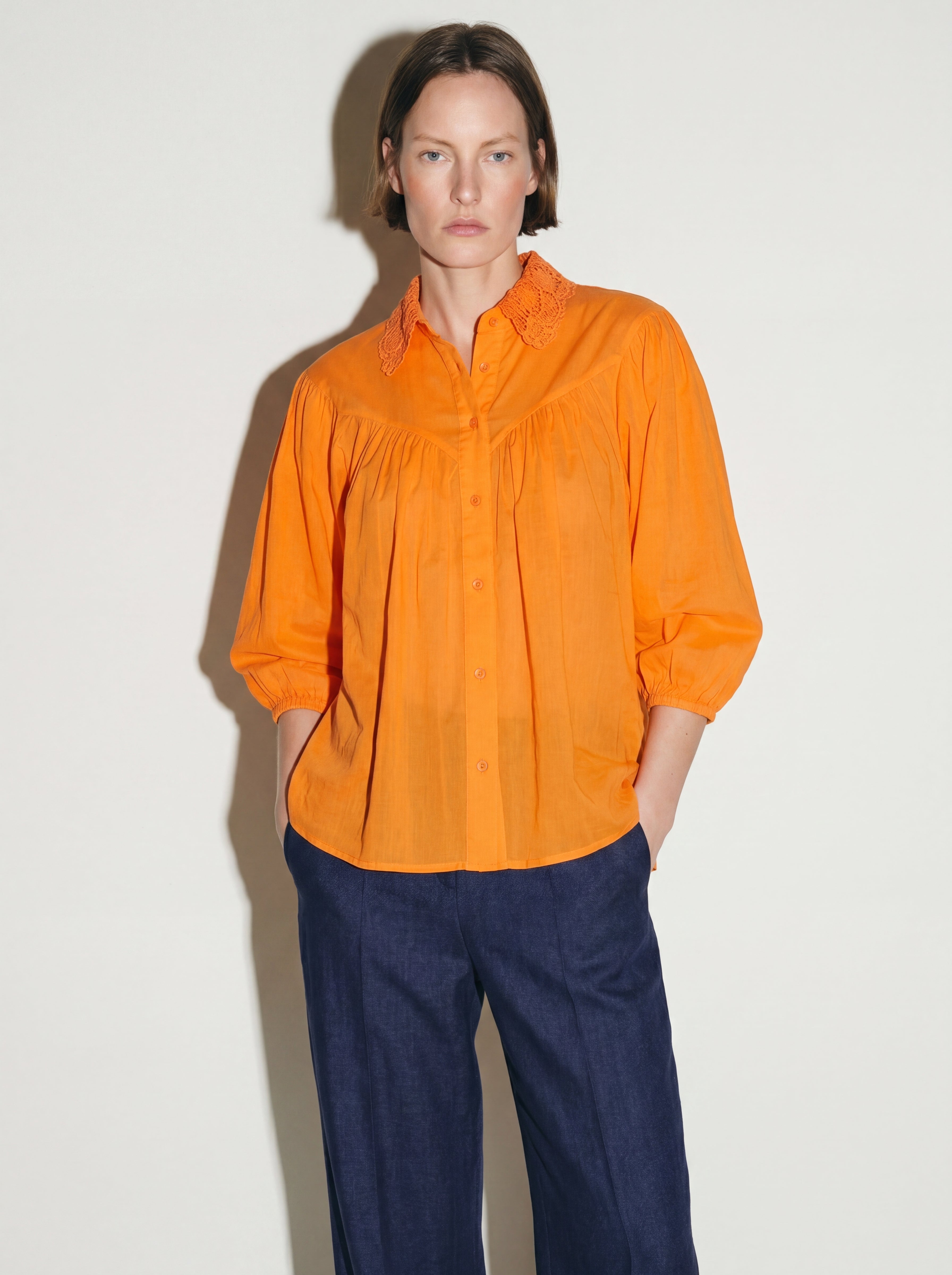MARGARET DANTEL DETAYLI GOMLEK ORANGE