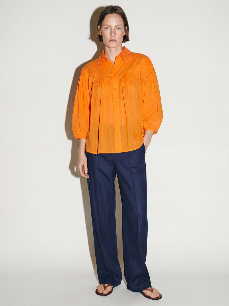 MARGARET DANTEL DETAYLI GOMLEK ORANGE