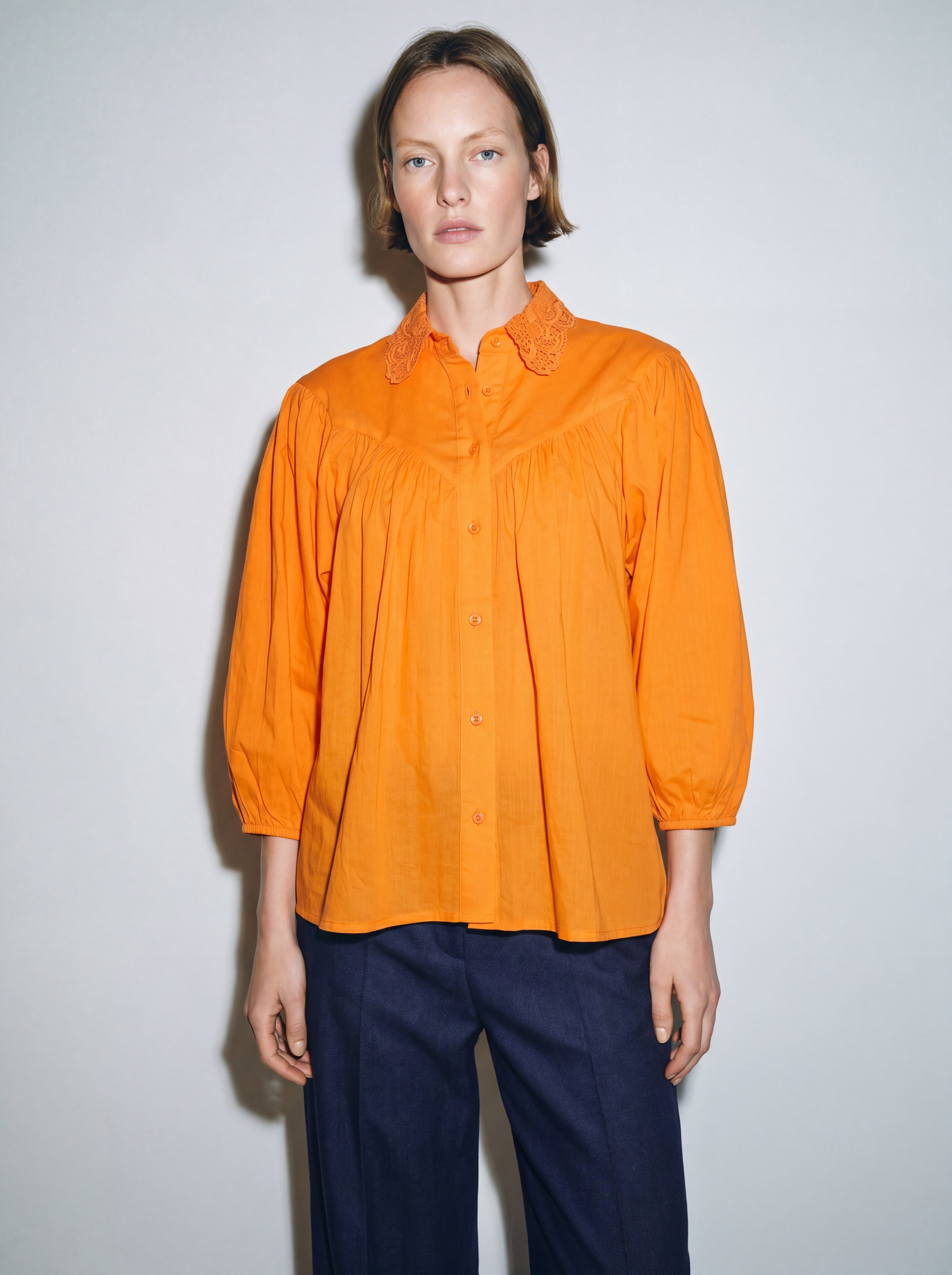 MARGARET DANTEL DETAYLI GOMLEK ORANGE