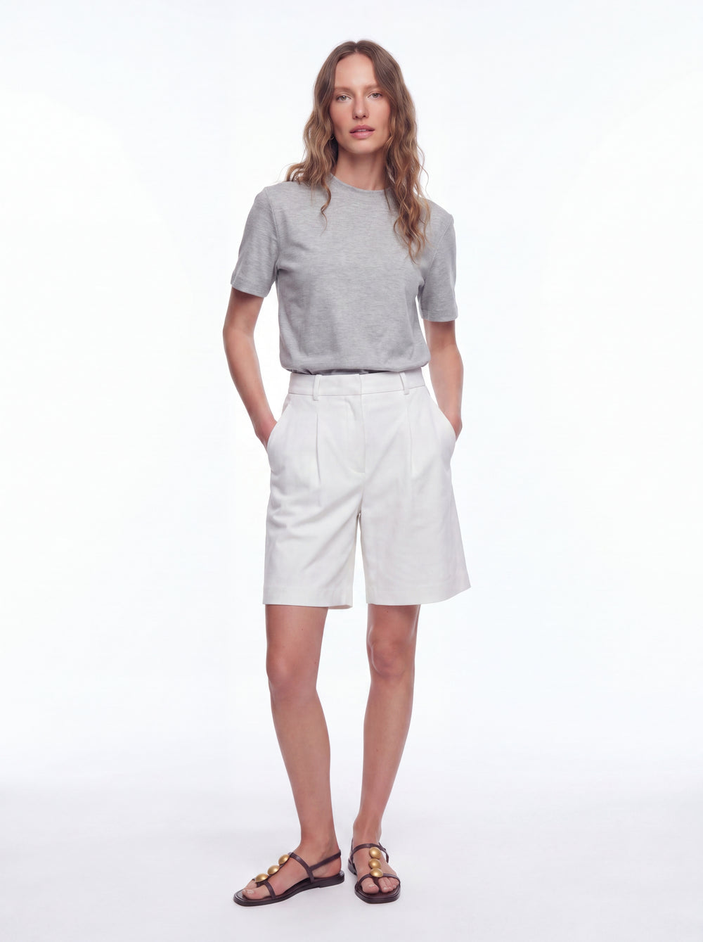 BASIC %100 COTTON T-SHIRT GRI