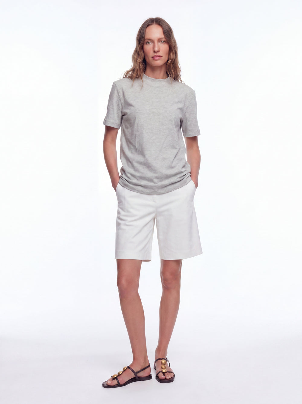 BASIC %100 COTTON T-SHIRT GRI