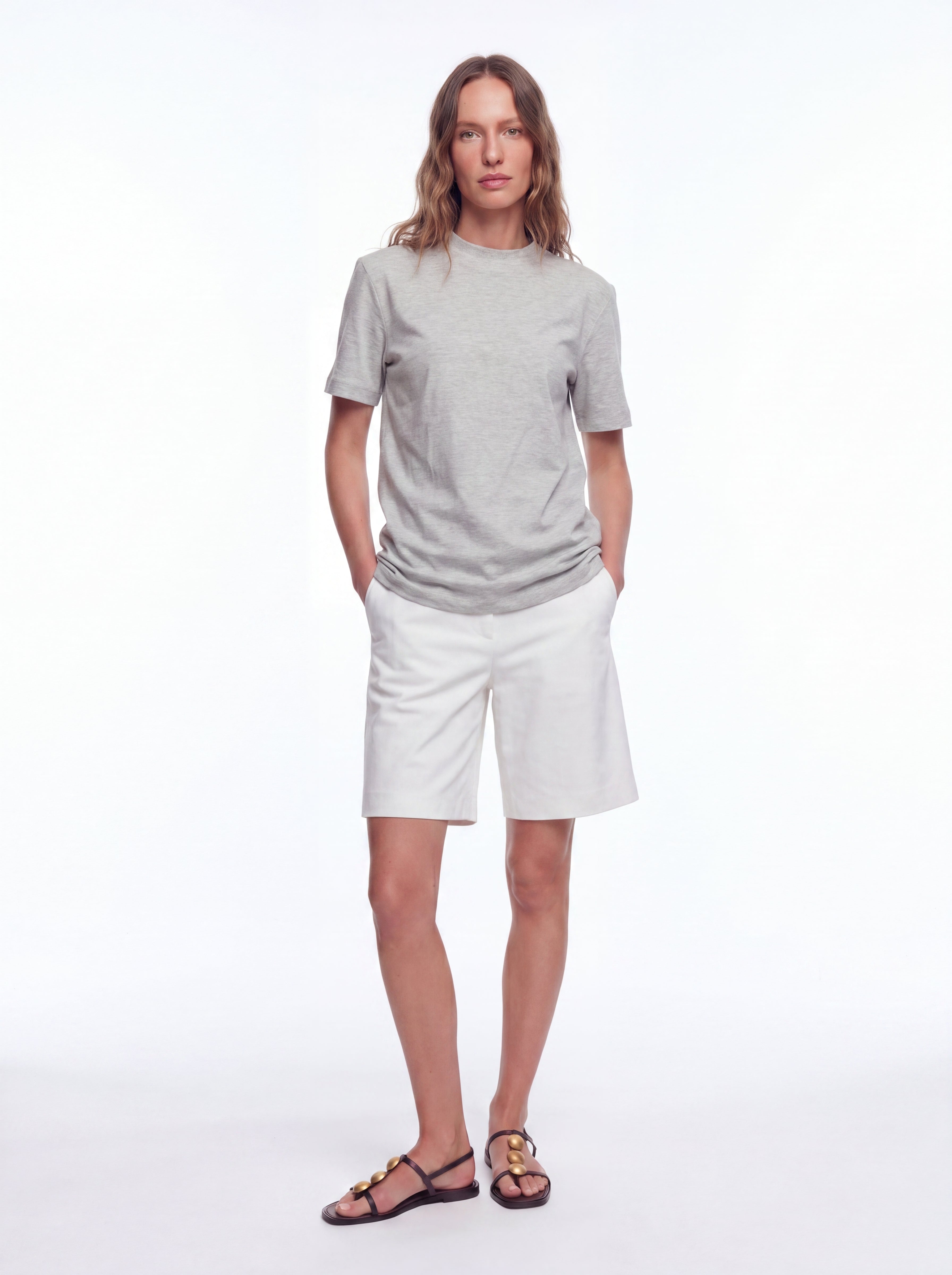 BASIC %100 COTTON T-SHIRT GRI