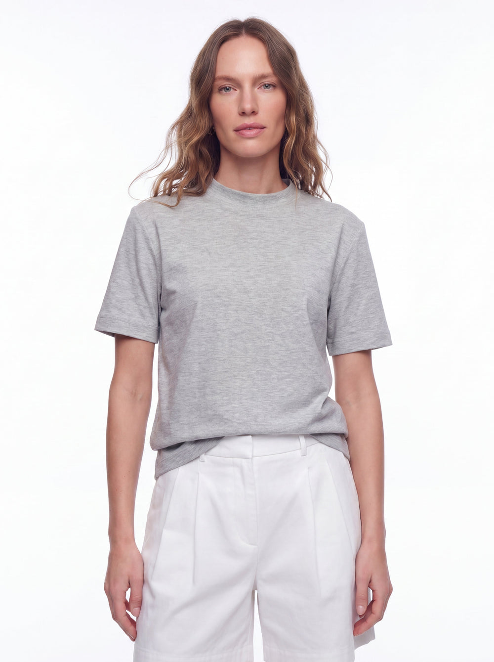BASIC %100 COTTON T-SHIRT GRI