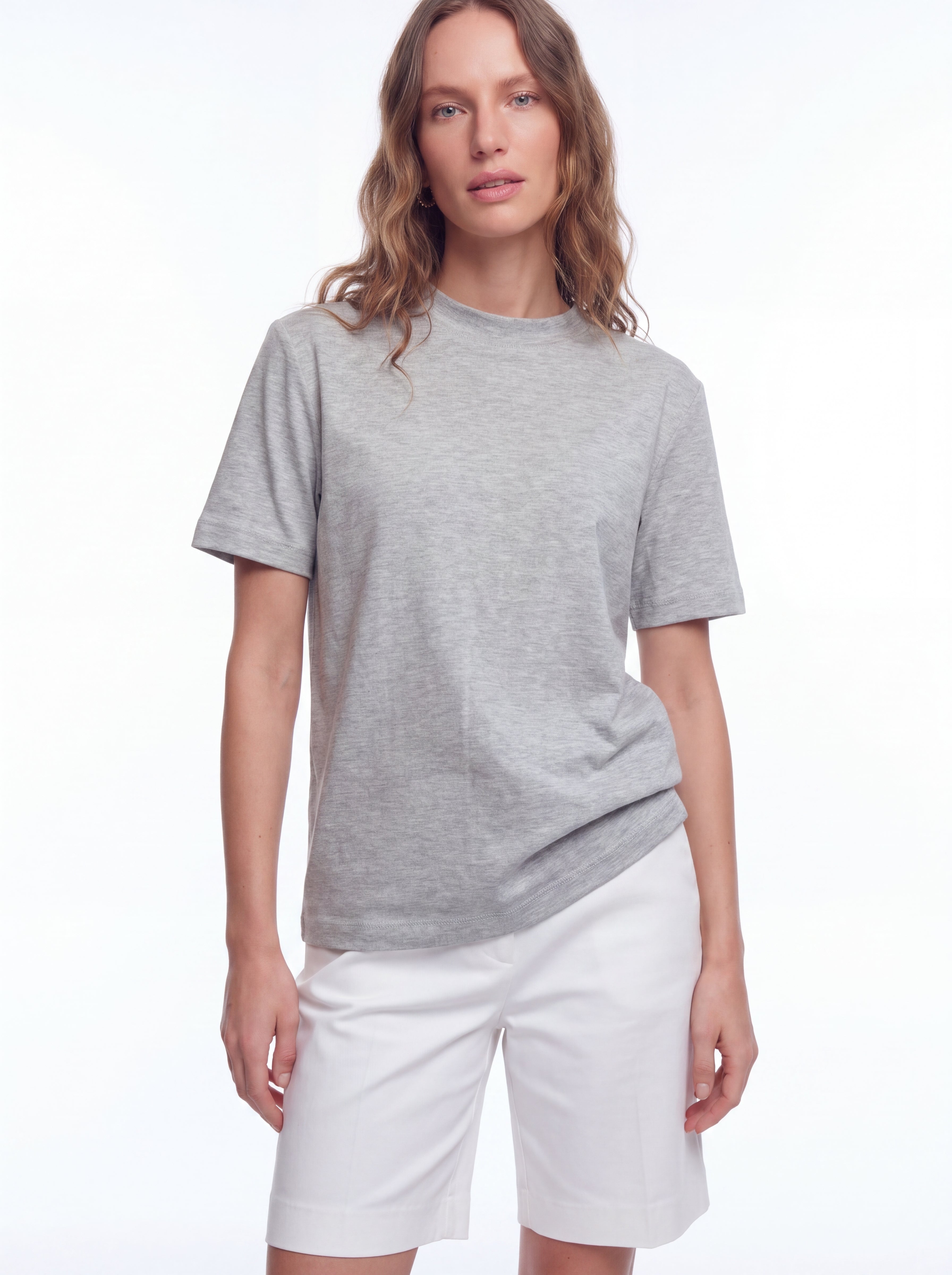 BASIC %100 COTTON T-SHIRT GRI