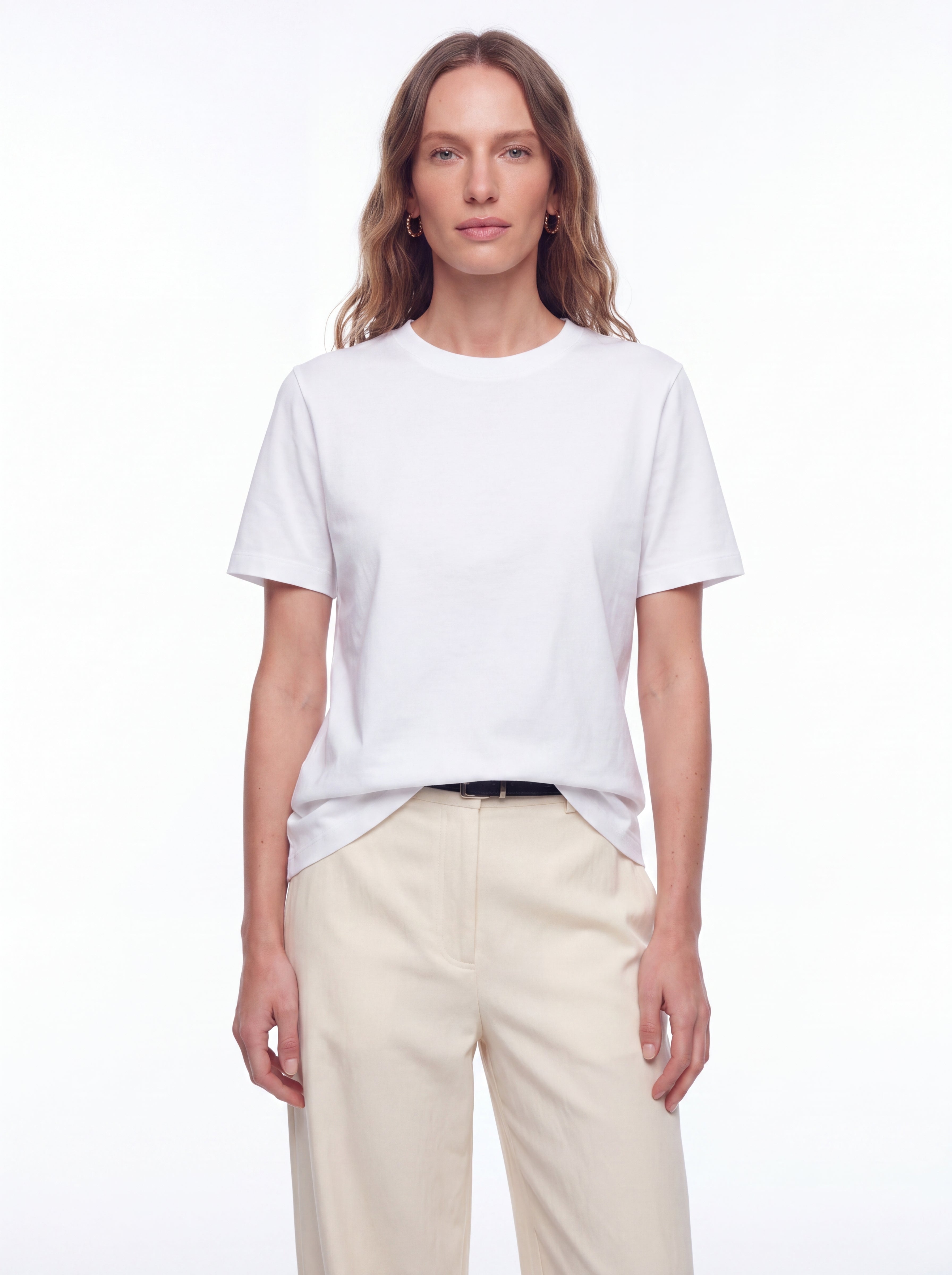 BASIC %100 COTTON T-SHIRT BEYAZ