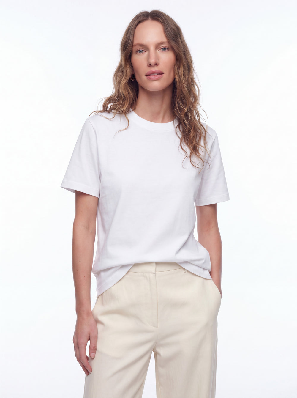 BASIC %100 COTTON T-SHIRT BEYAZ