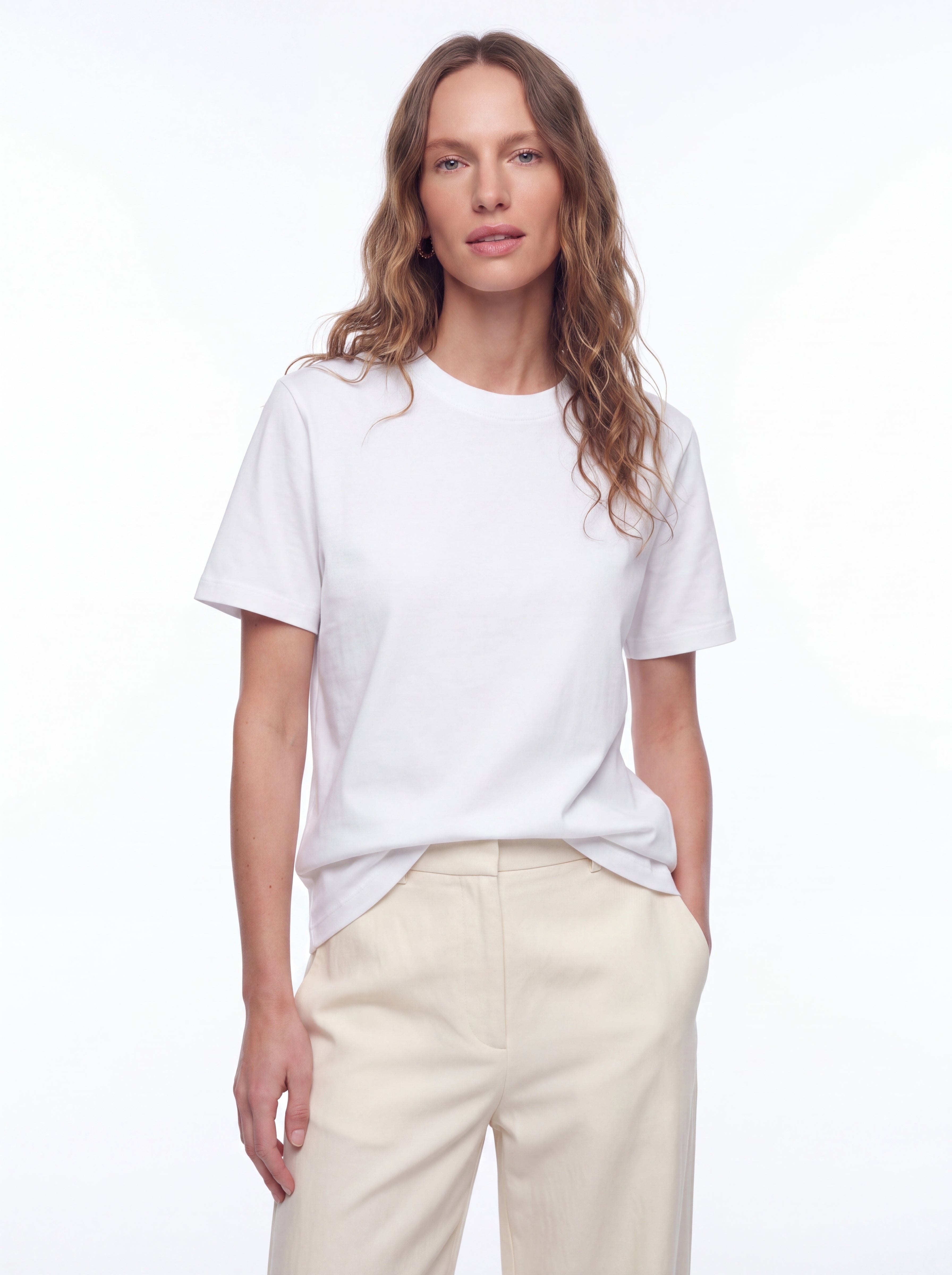 BASIC %100 COTTON T-SHIRT BEYAZ
