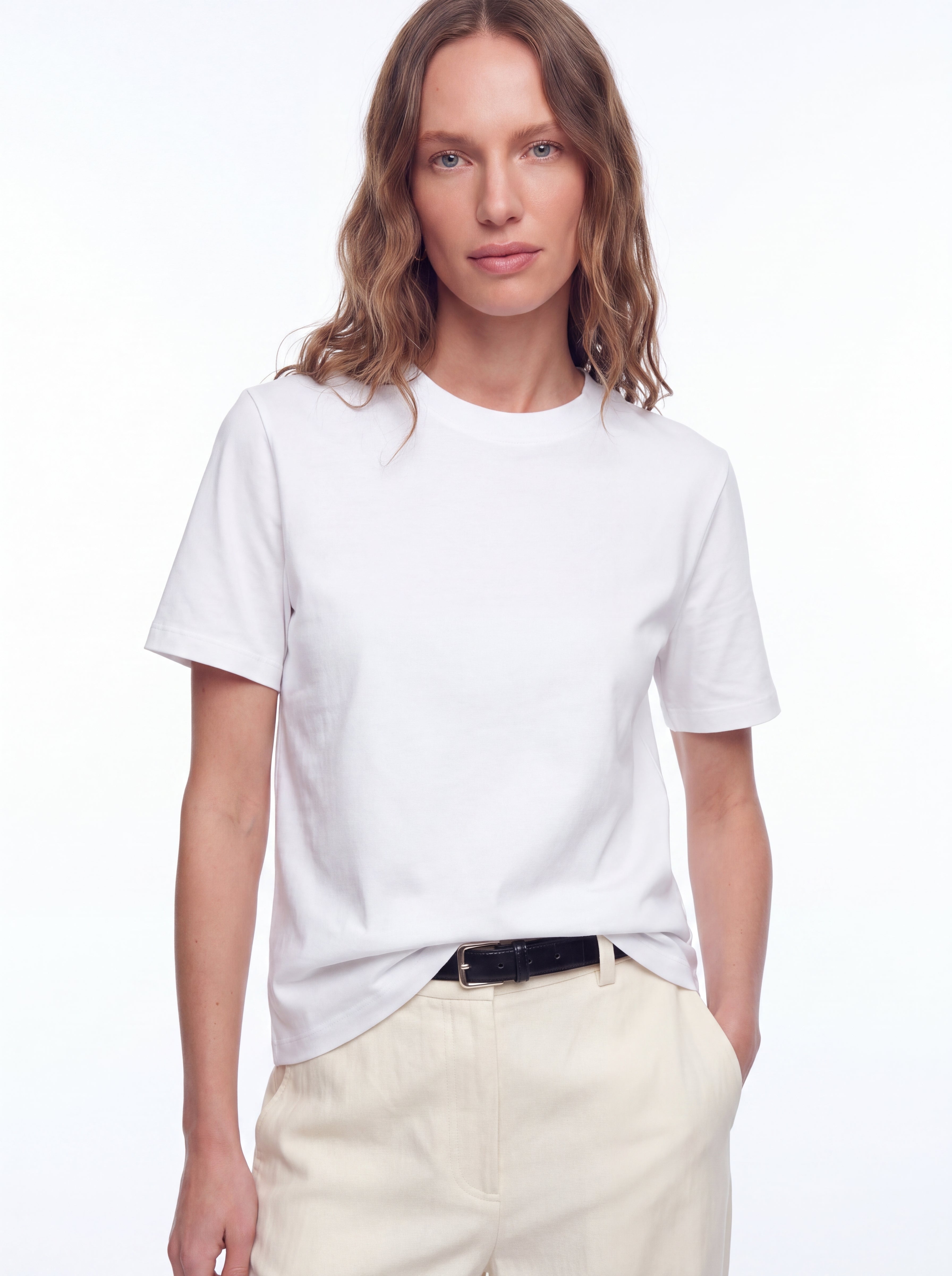 BASIC %100 COTTON T-SHIRT BEYAZ