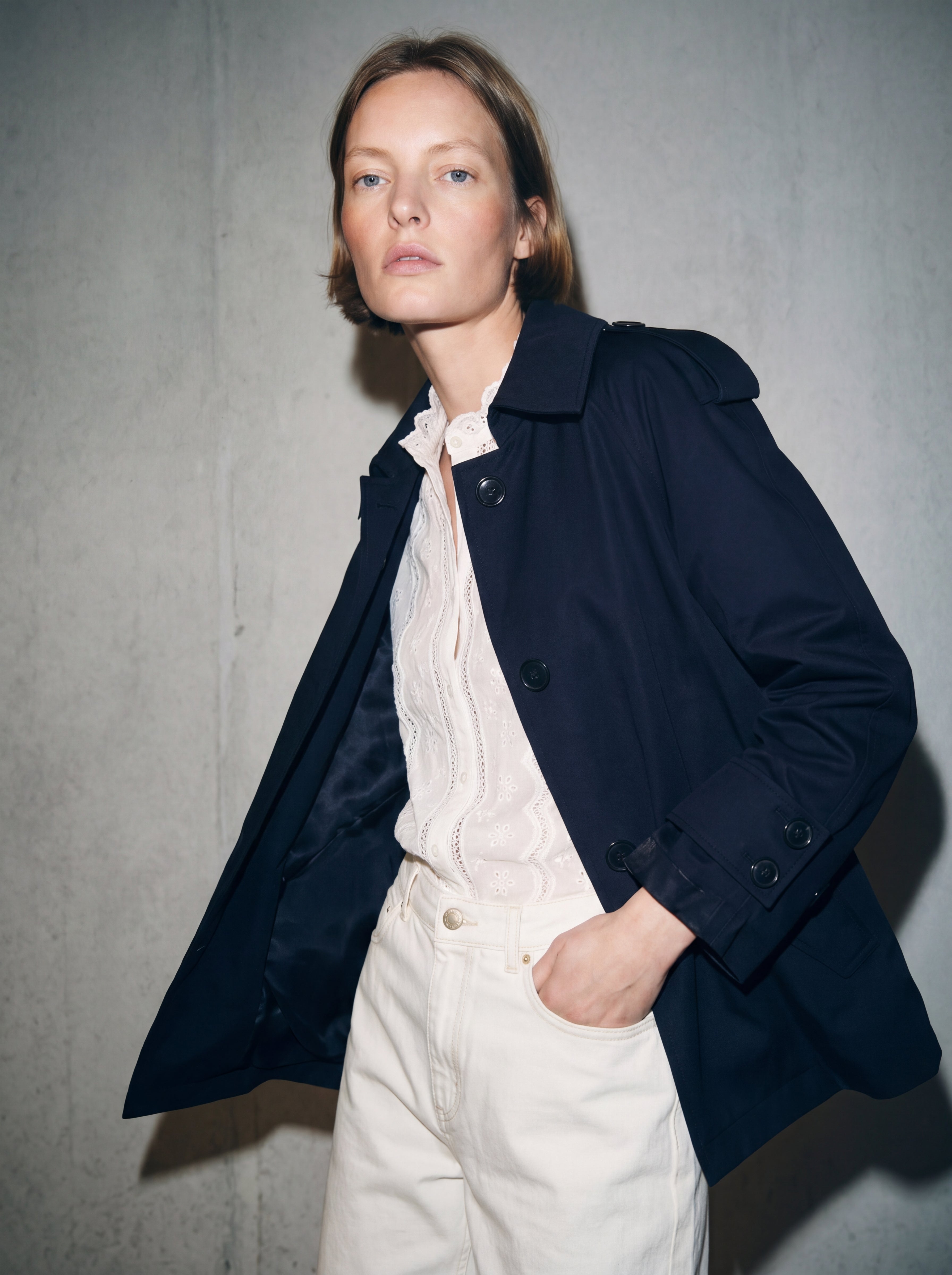 KEMERLI TRENÇKOT LACIVERT