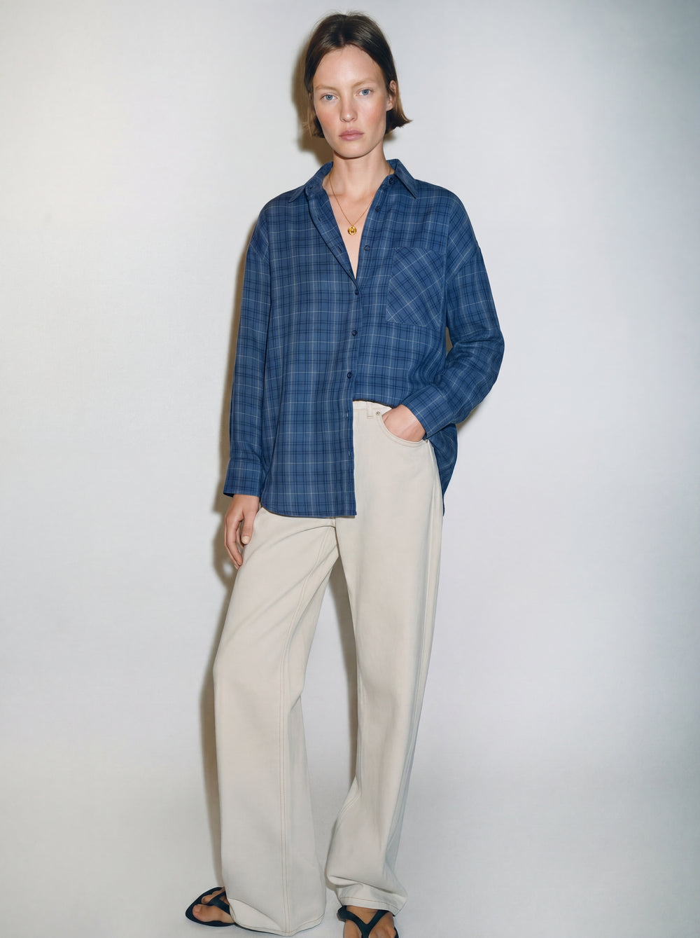 KARELI CEPLI OVERSIZE YUMUSAK GOMLEK