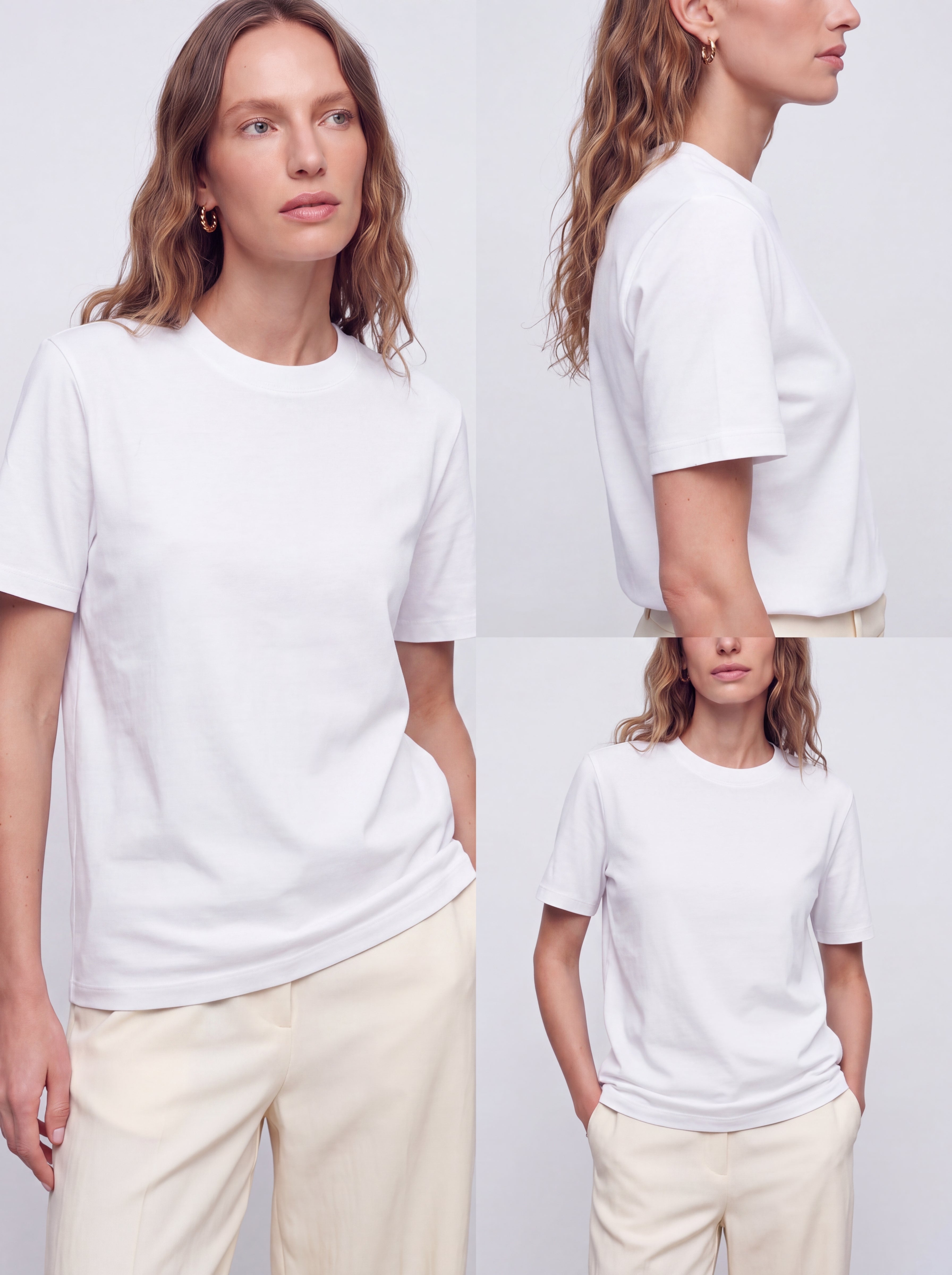 BASIC %100 COTTON T-SHIRT BEYAZ