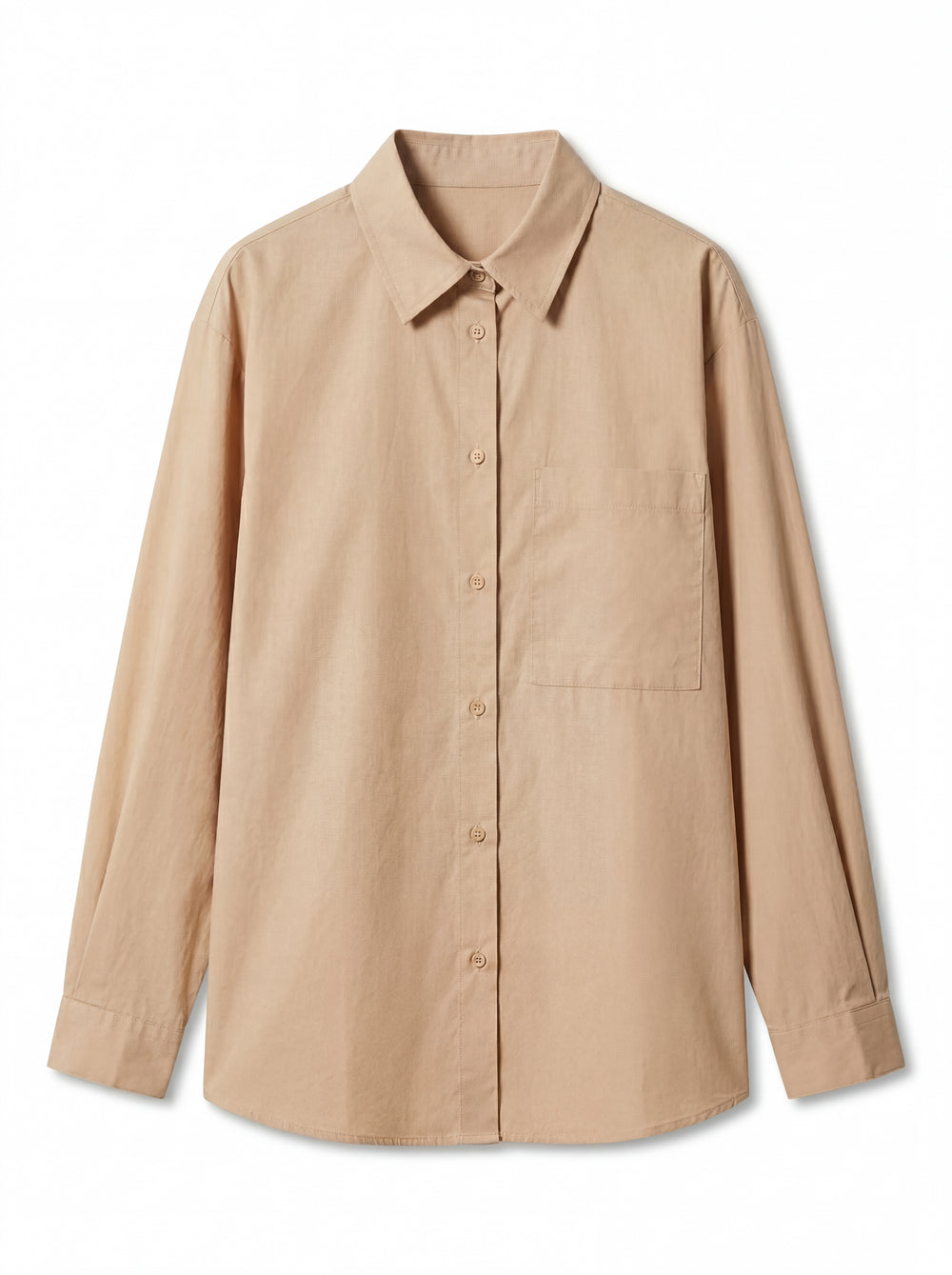 KLASIK YAKA OVERSIZE CEPLI GOMLEK BEJ