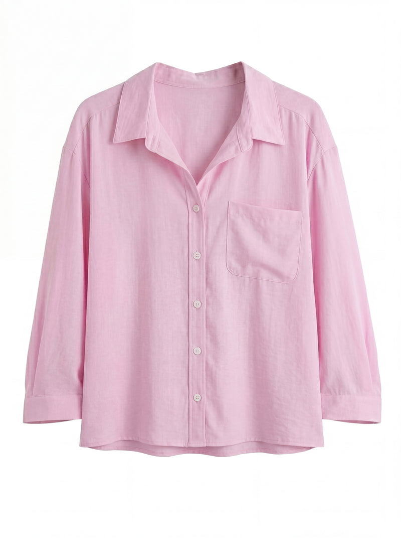 DOKUMLU CEPLI TENCEL GOMLEK PEMBE