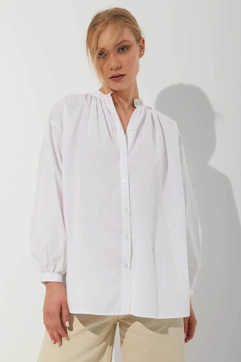 Daisy Oversize Organik Pamuk Gömlek Beyaz Harmonious