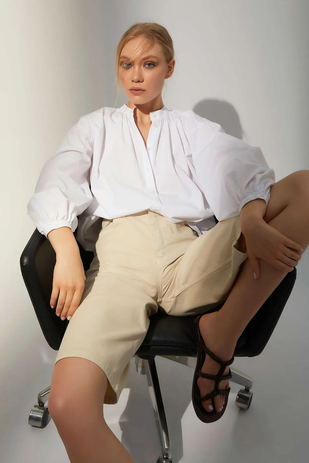 Daisy Oversize Organik Pamuk Gömlek Beyaz Harmonious